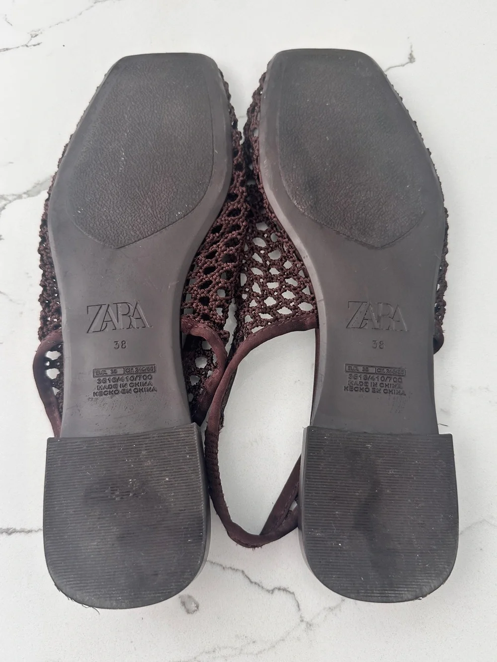 Zara Brown Crochet Slingback Flats - Picture 6 of 6